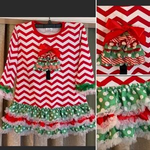 Chevron Christmas Tree Dress Tunic fits 5 6 7 8